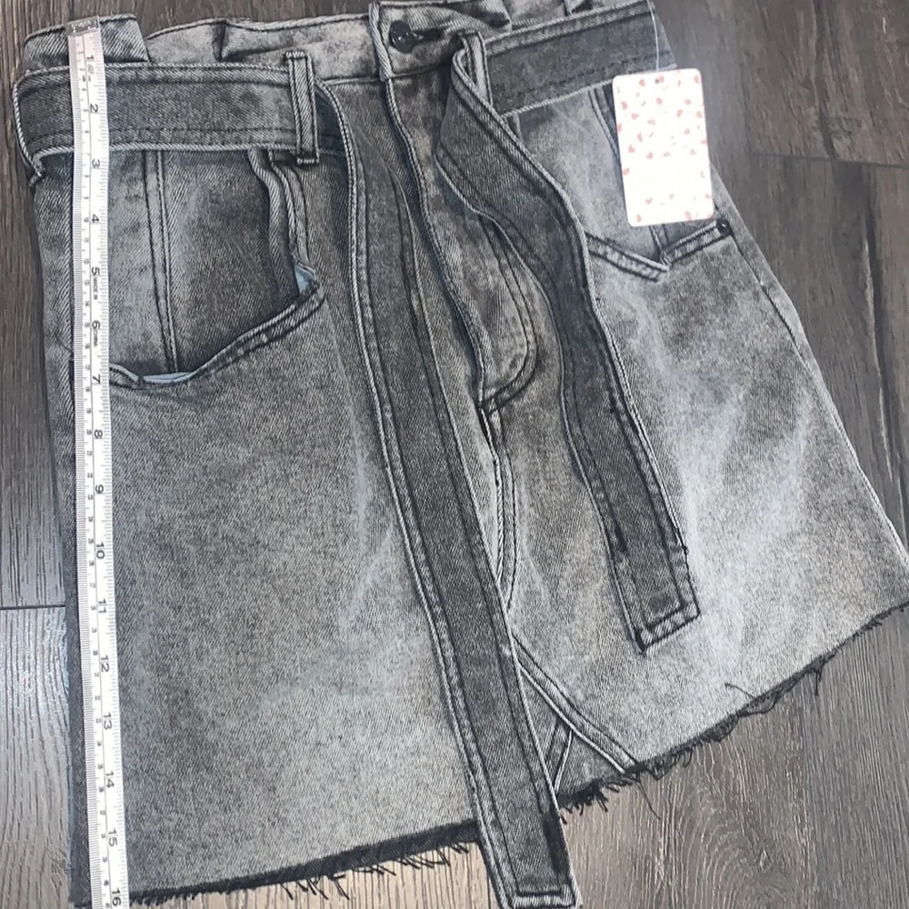 NWT Free People East of Eden Tie Waist Denim Skirt Washed Black Size 26 - Picture 13 of 13
